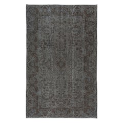 Rustikaler handgefertigter türkischer Sparta-Teppich mit 5.7x8.7 Fuß. Graue und braune Farben