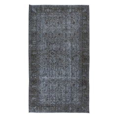 4.6x8 Ft Rustic Turkish Floral Rug. Tapis gris fait main pour les intérieurs Modernity