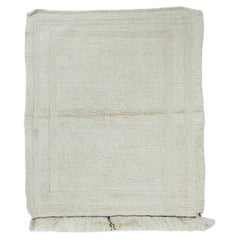 3x3.7 Ft Minimaliste Vintage Fait à la Main Anatolien Petit Tapis Tulu en Laine Beige