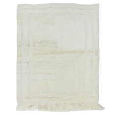 Minimalistischer Plain Beige Vintage Anatolian Tulu Teppich in Beige in Beige, 3,2x4 Ft, 100% Wolle