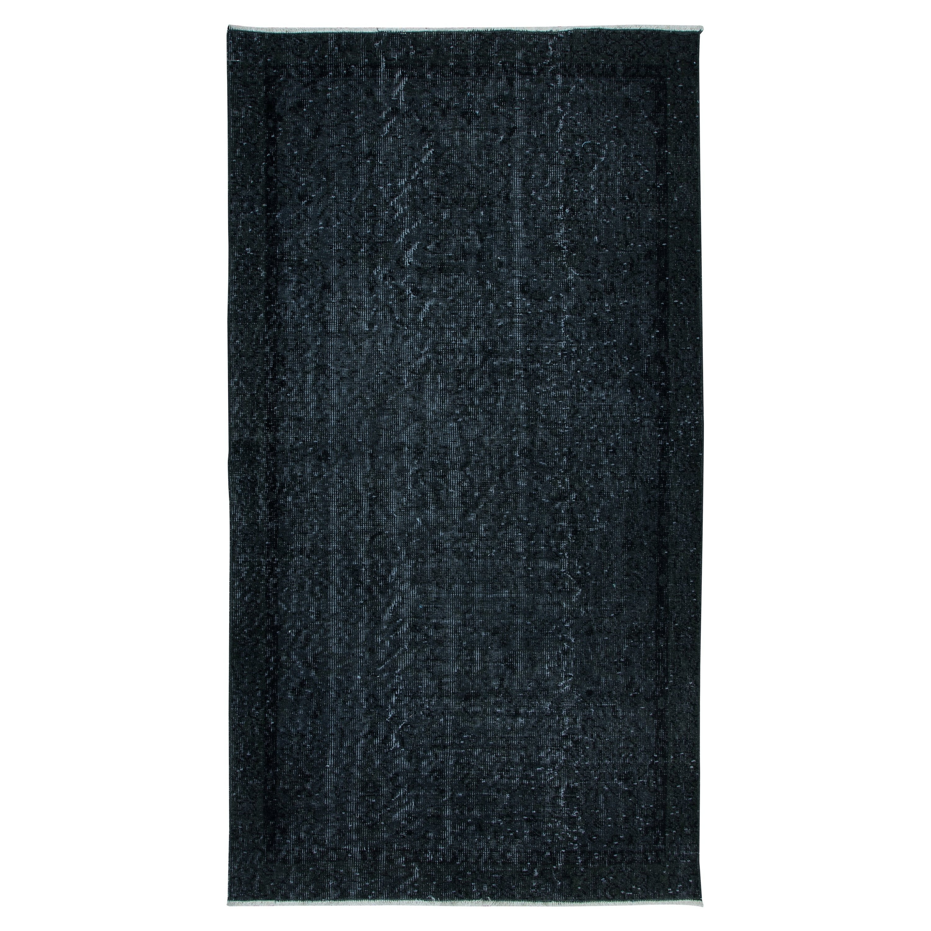 3.6x6.4 Ft Handmade Area Rug with in Black Colors, Contemporary Turkish Carpet For Sale