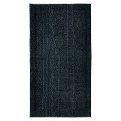 3.6x6.4 Ft Handgefertigter Teppich in Schwarz, Contemporary Turkish Carpet