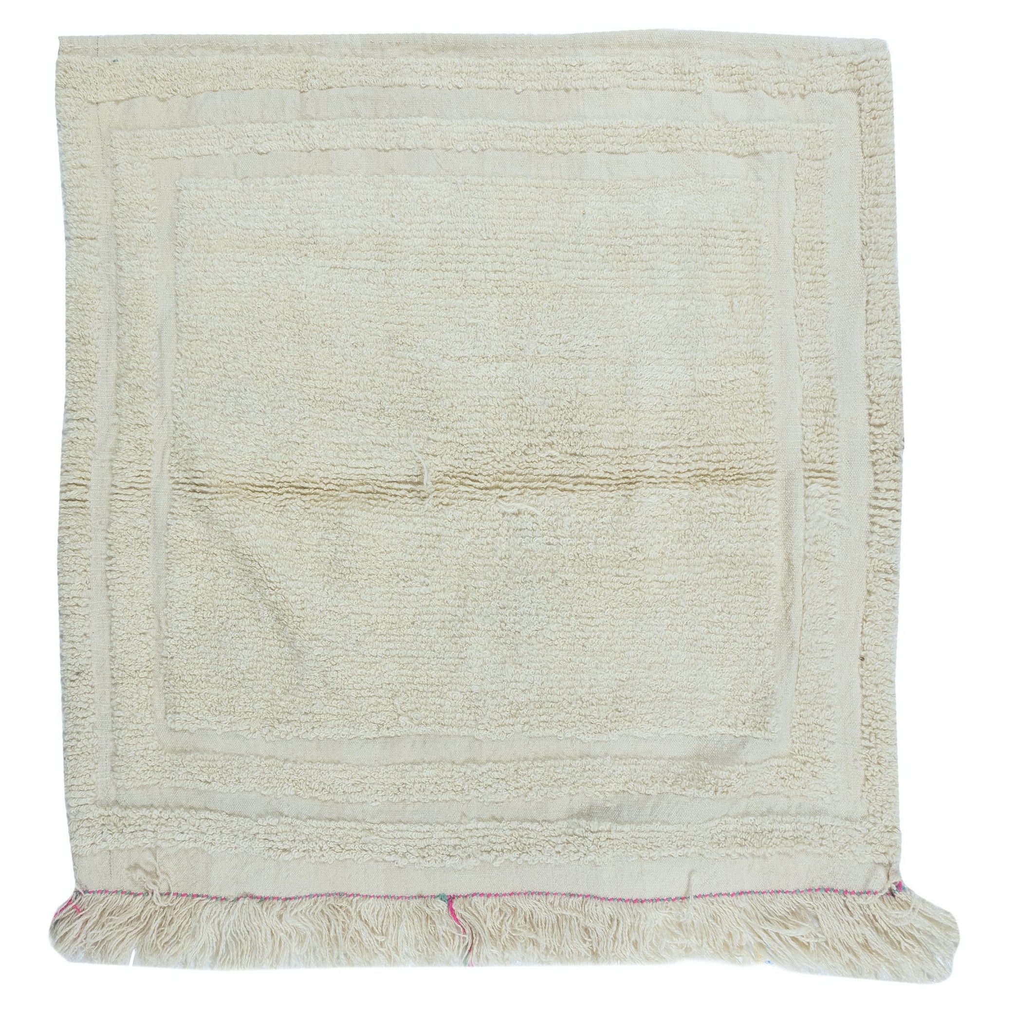 3.7x3.8 Ft Minimalistischer handgefertigter Anatolischer Vintage-Teppich „Tulu“ aus 100 % natürlicher Wolle im Angebot