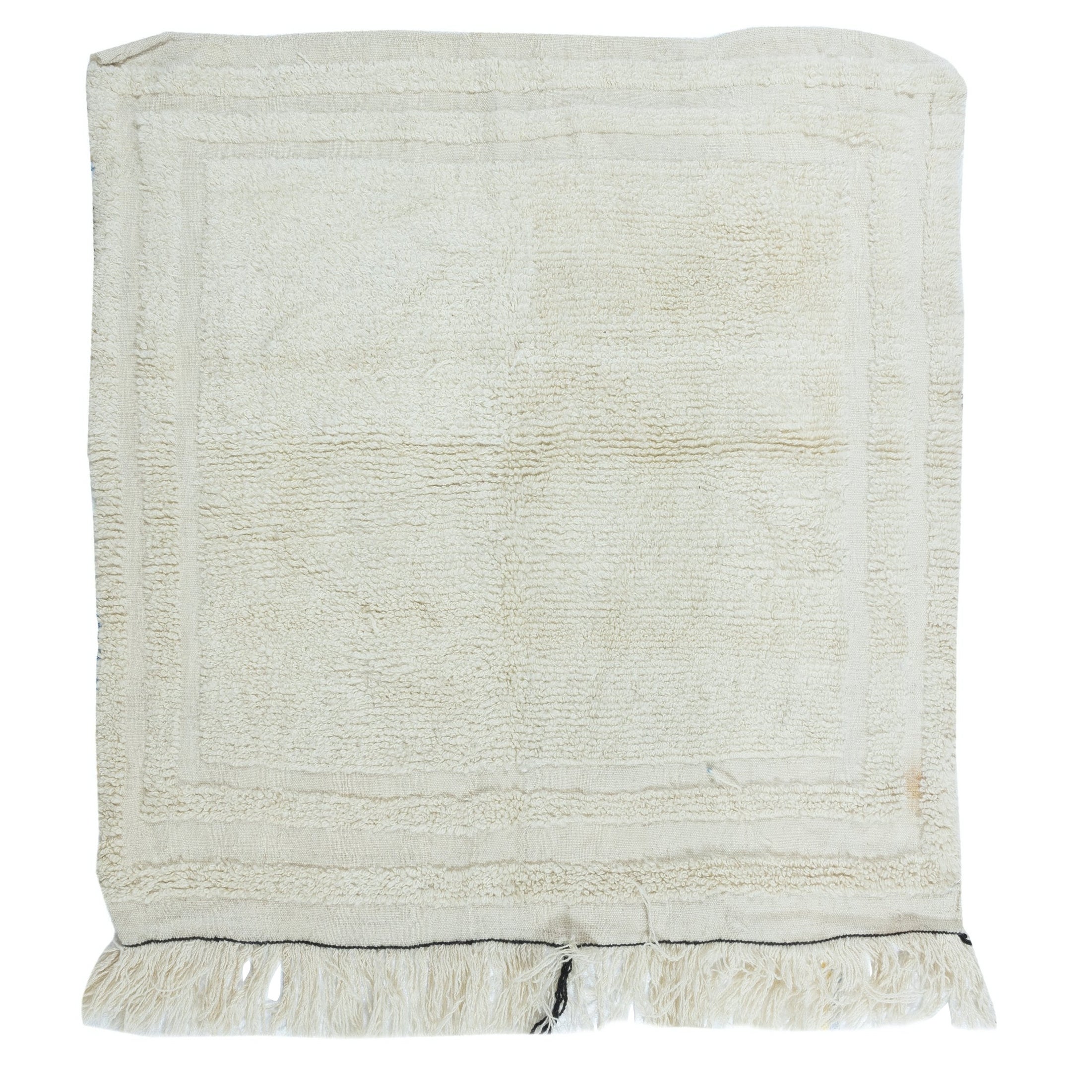 3.7x3.8 Ft Minimalistischer anatolischer „Tulu“-Teppich aus 100 % natürlicher Wolle aus dem späten 20. Jahrhundert