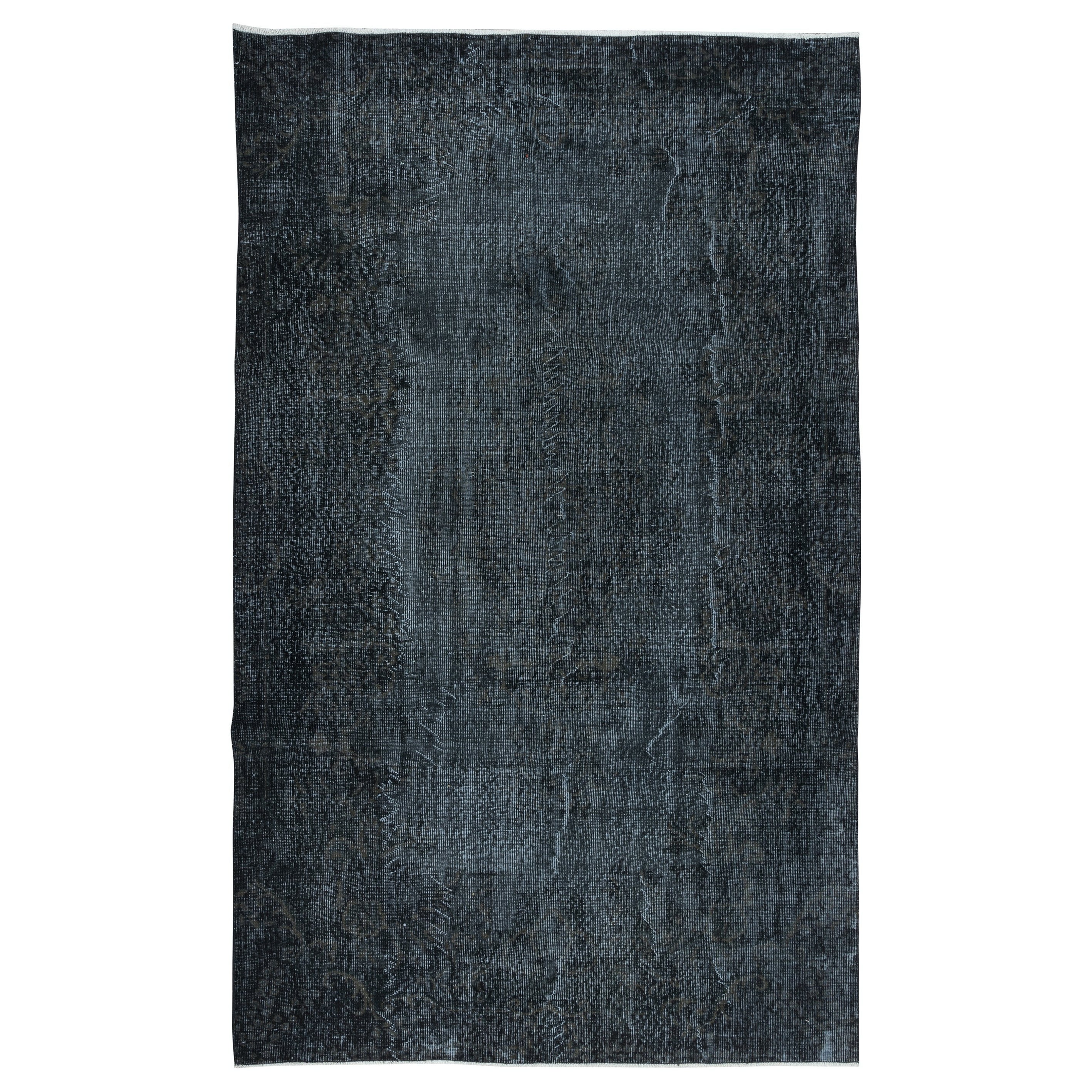 5.7x9.2 Ft Handmade Charcoal Gray Area Rug, Modern Anatolian Black Wool Carpet