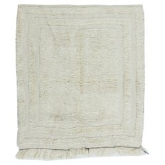 38"x40" Minimalistischer Anatolischer Vintage-Teppich „Tulu“ in Beige aus 100 % natürlicher Wolle