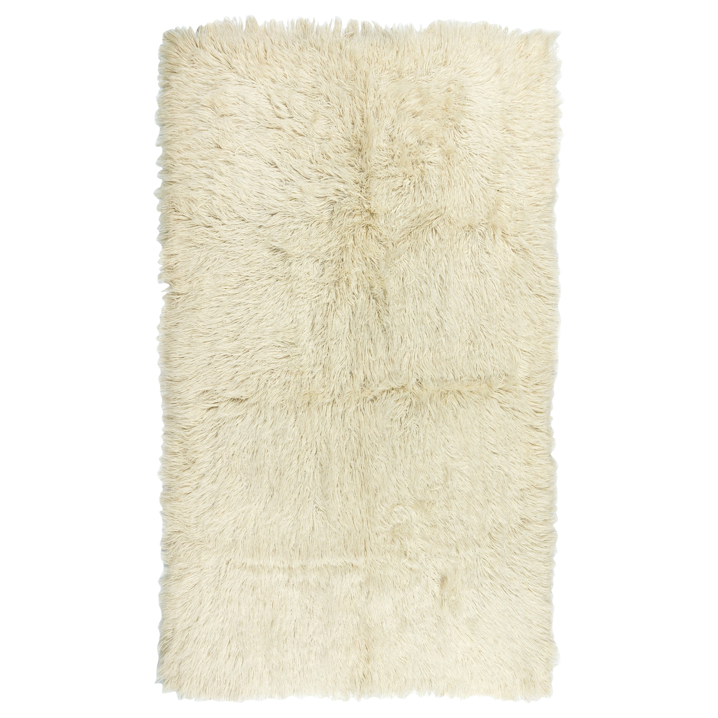 5x8.3 Ft Vintage Handmade Shaggy Accent Rug Made of Natural Mohair Wool For Sale