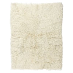 3.8x5 Ft Handmade Shaggy Rug Made of Natural Mohair Wool. Tapis de Turquie vintage