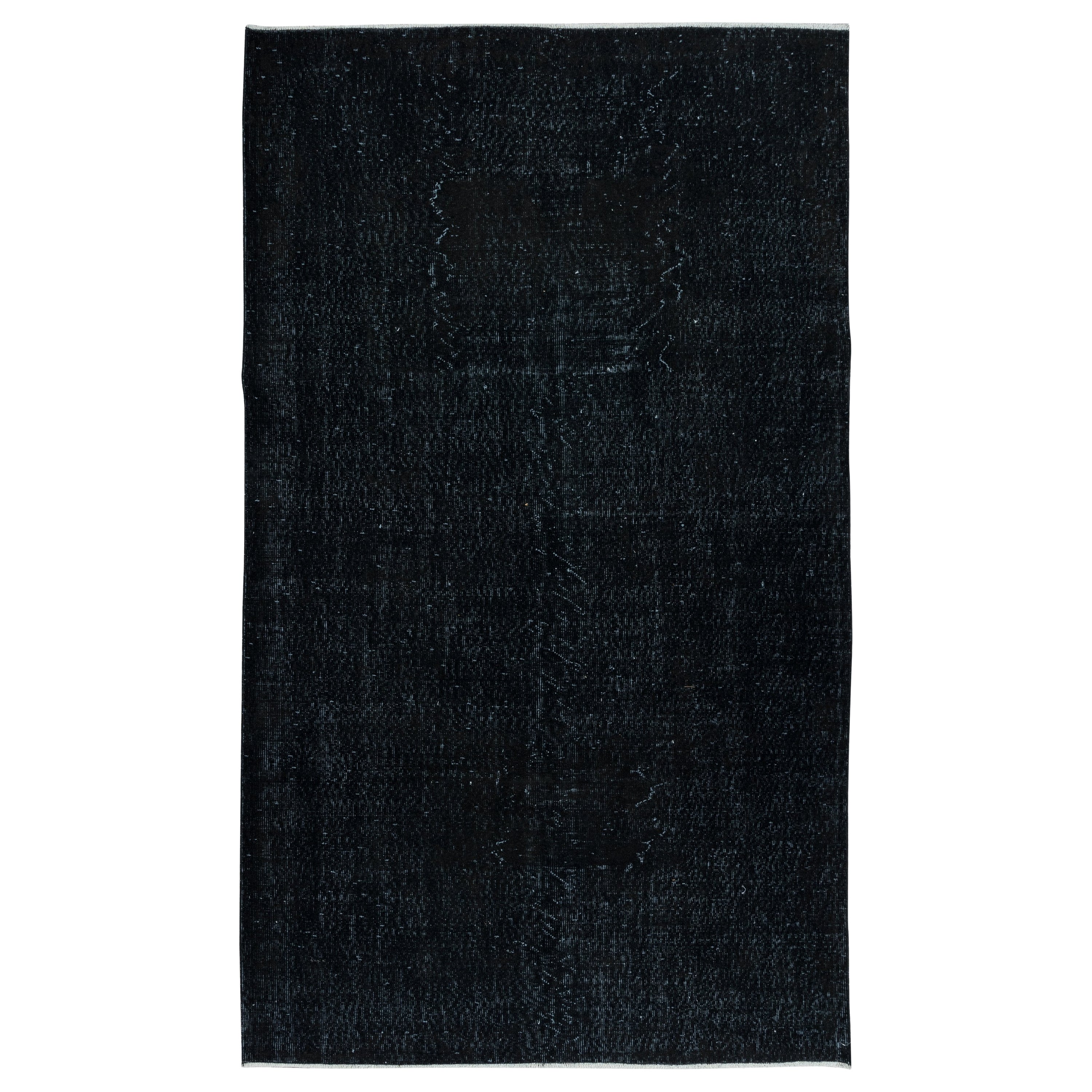 5.4x9 Ft Plain Black Area Rug, Handknotted and Handwoven in Turkey For Sale