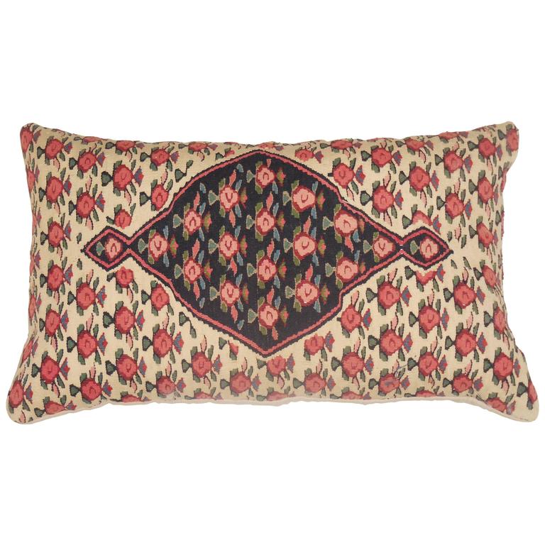 Large FlatWeave Persian Rug Fragment Pillow For Sale at 1stdibs