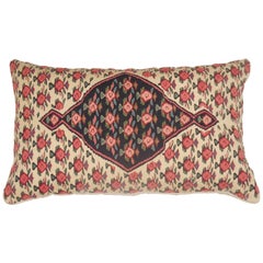 Large Flat-Weave Persian Rug Fragment Pillow