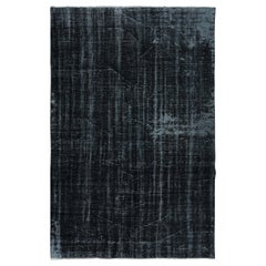 6x9 Ft Abstract Distressed Black Modern Wool Area Rug, Hand-Knotted in Turkey