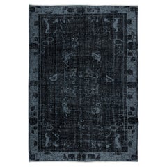 5.4x7.7 Ft Modern Black & Gray Art Deco Area Rug Hand-Knotted in Turkey