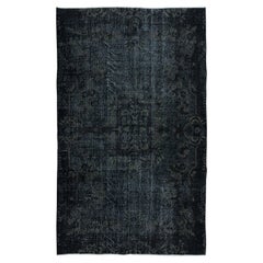 Vintage 5.5x8.8 Ft Home Decor Carpet in Gray & Black, Modern Handmade Turkish Rug