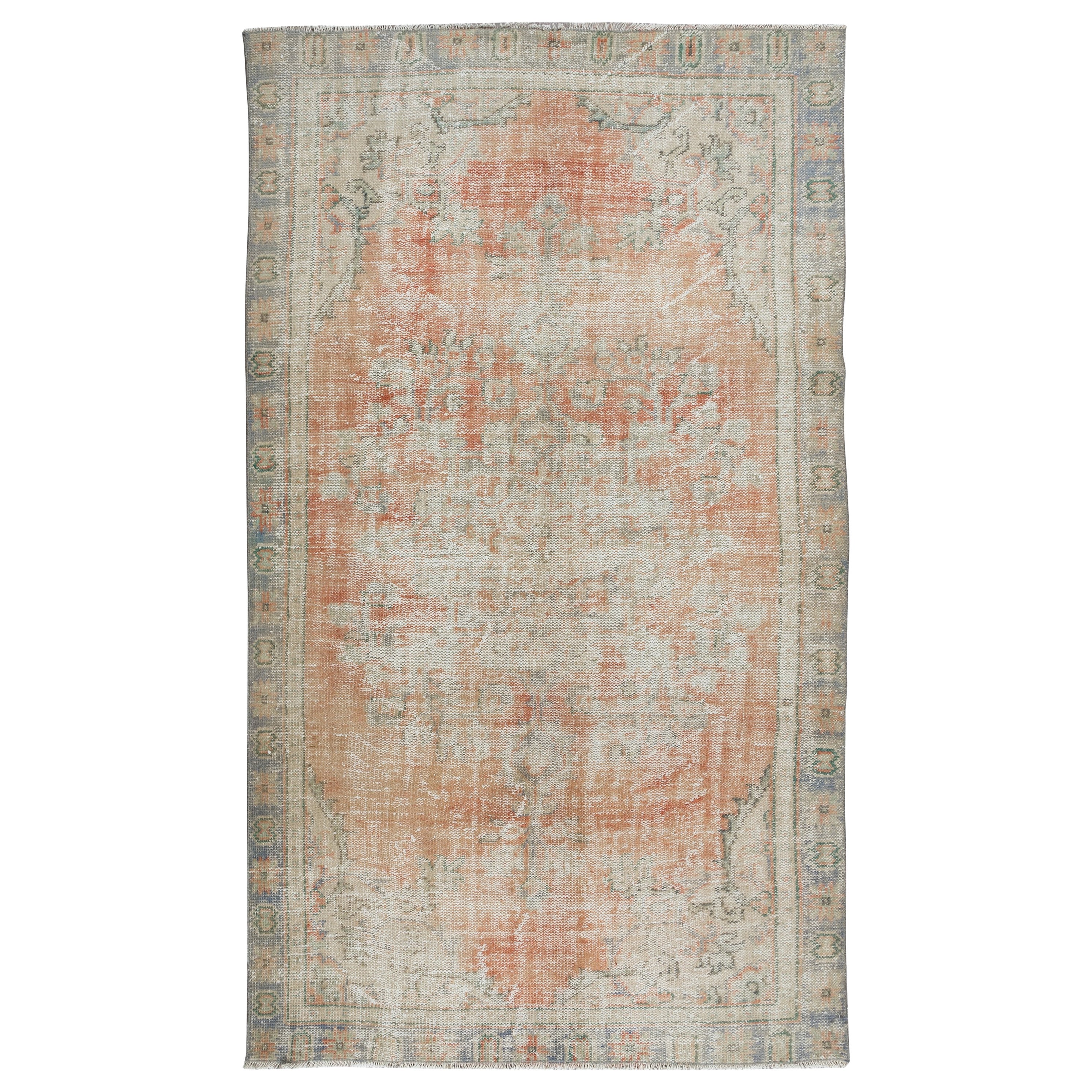 5.2x8.7 Ft Hand Knotted Anatolian Rug, Mid-Century Shabby Chic Carpet For Sale