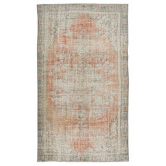 Retro 5.2x8.7 Ft Hand Knotted Anatolian Rug, Mid-Century Shabby Chic Carpet