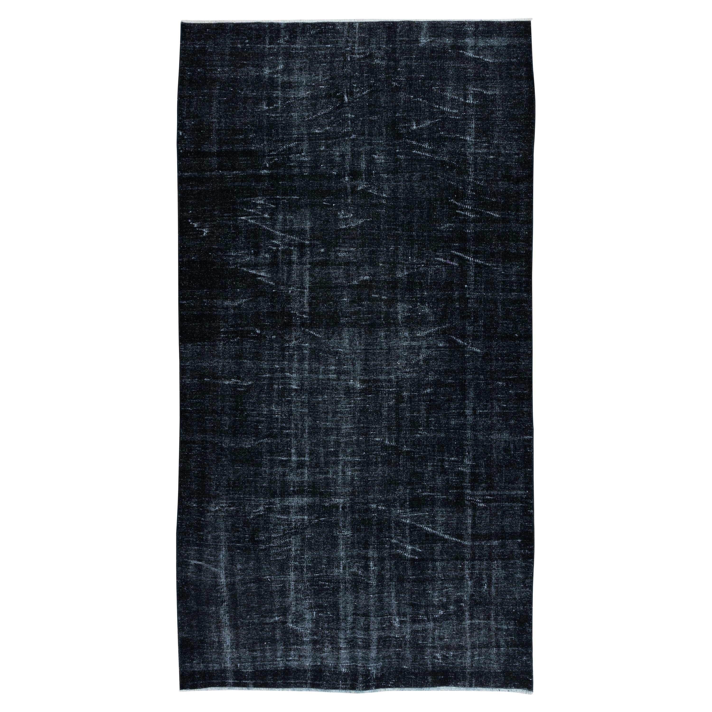 5.2x9.6 Ft Overdyed Black Area Rug, Handmade in Turkey, Modern Upcycled Carpet For Sale