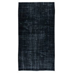 Überzogener schwarzer Teppich 5.2x9.6 Ft, handgefertigt in der Türkei, moderner upcycelter Teppich
