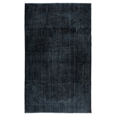 Vintage 6x9.7 Ft Handmade Turkish Wool Area Rug in Gray and Black 4 Modern Interiors