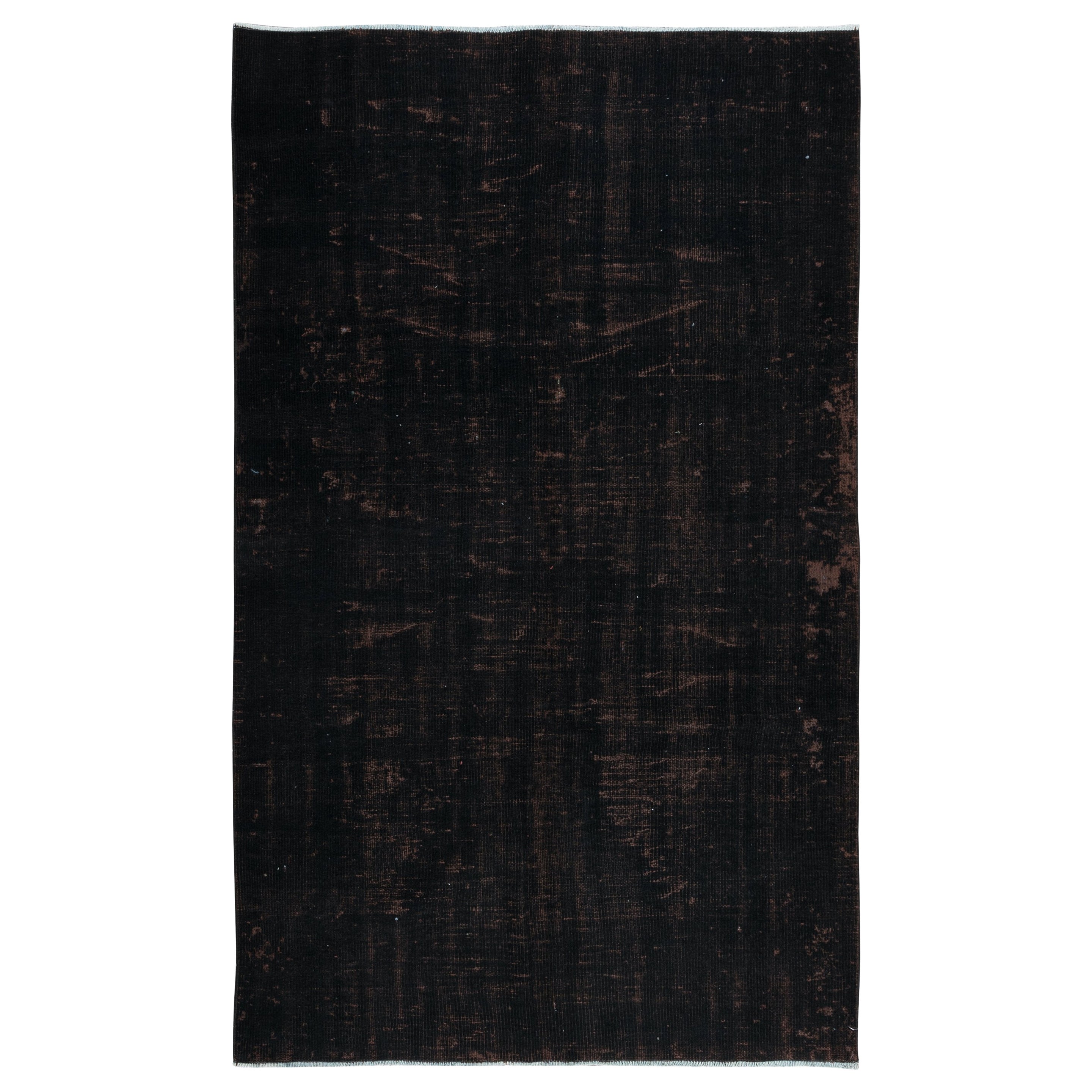 5x8.2 Ft Modern Black Color Re-Dyed Area Rug for Dining Room, Handmade in Turkey For Sale
