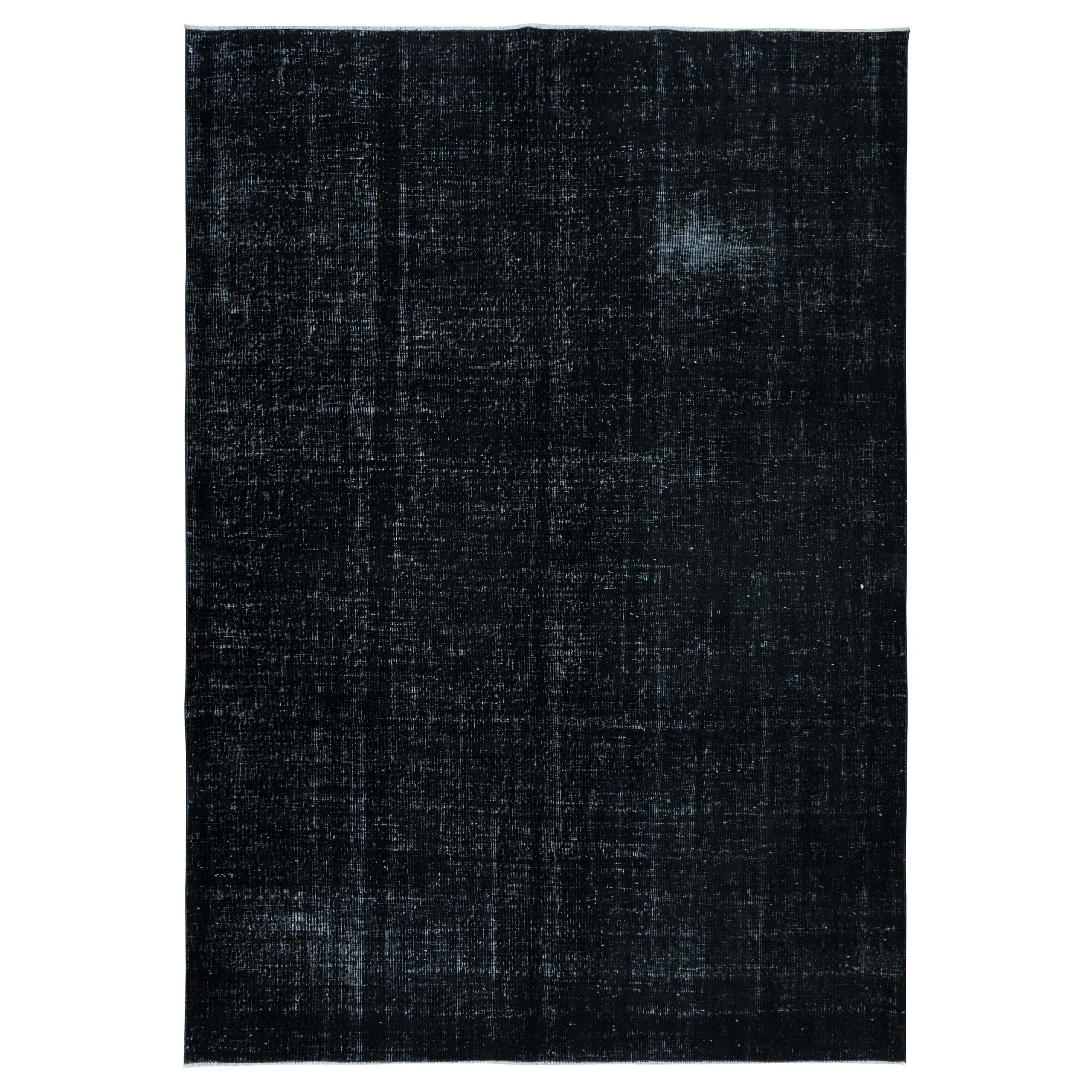 6.8x10 Ft Modern Large Area Rug in Black for Living Room, Hand-Knotted in Turkey For Sale