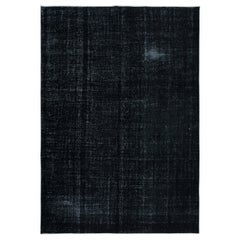 Vintage 6.8x10 Ft Modern Large Area Rug in Black for Living Room, Hand-Knotted in Turkey