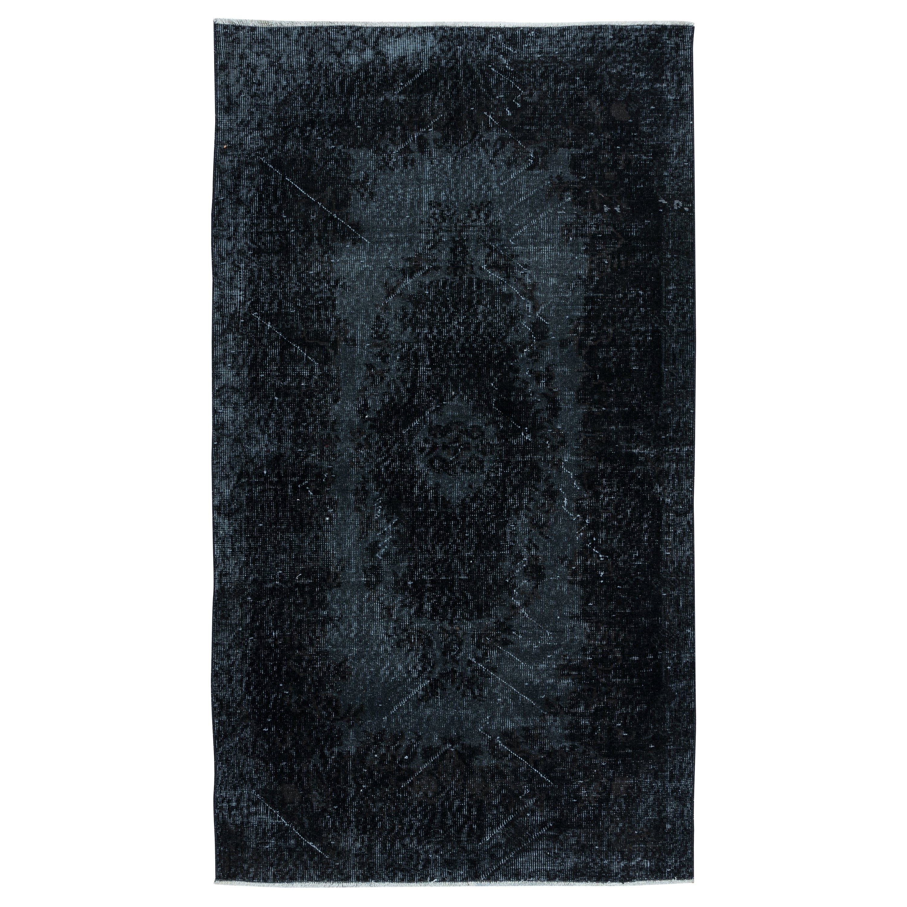 3.8x6.6 Ft Charcoal Gray & Black Living Room Rug, Modern Handmade Turkish Carpet For Sale