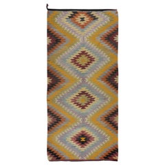 Handgewebter türkischer geometrischer, farbenfroher, Flachgewebe-Teppich, 5,5x11 Ft, aus Wolle, Flachgewebe