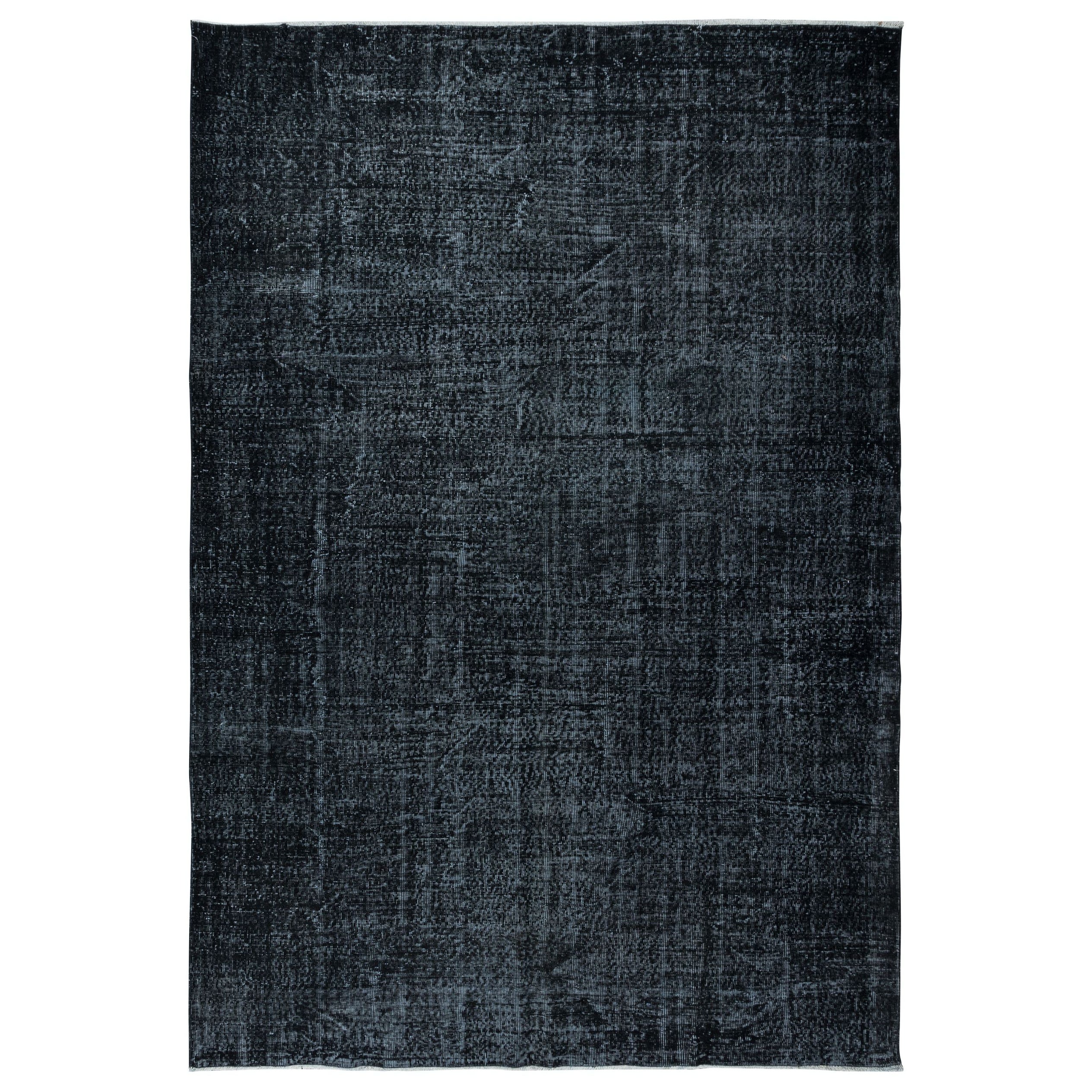 7x10.2 Ft Modern Black Area Rug, Handwoven and Handknotted in Isparta, Turkey For Sale