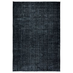 7x10.2 Ft Modern Black Area Rug, Handwoven and Handknotted in Isparta, Turkey
