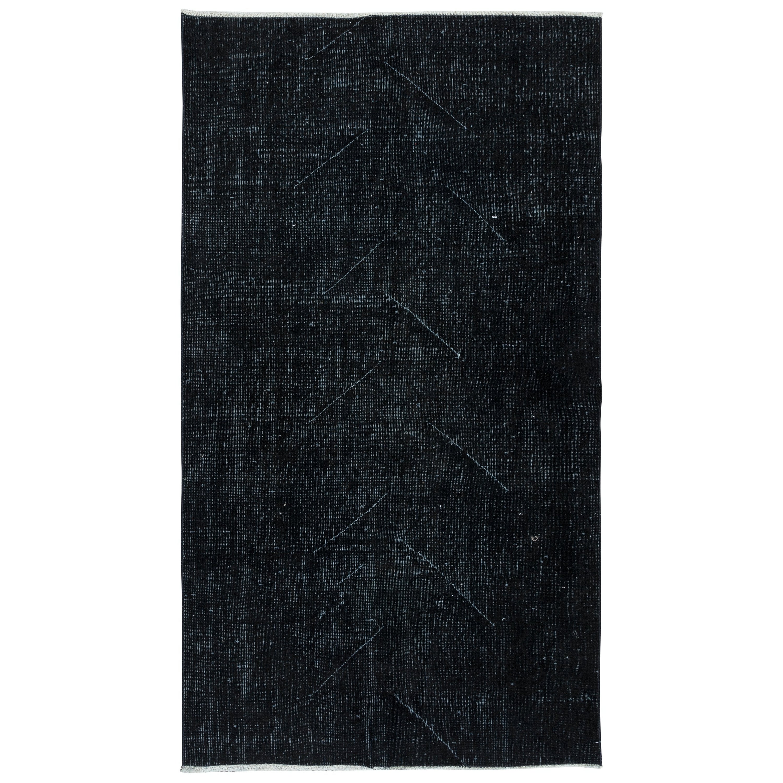 4x6.8 Ft Handmade Turkish Black Accent Rug, Ideal for Contemporary Interiors For Sale