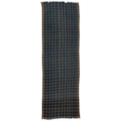 6x16.3 Ft Vintage Checkered Kilim, Textile décoratif pour la maison, Tapis de course fait main