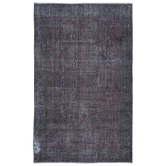 6x9.3 Ft Distressed Handmade Rug in Gray & Faded Red, Idéal pour les intérieurs modernes