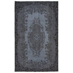 6x9.6 Ft Modern Room-Size Area Rug in Gray & Black, Handmade Living Room Carpet