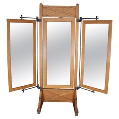 Used Mission Oak & Iron Trifold Cheval Tailors Haberdashers Dressing Mirror 8