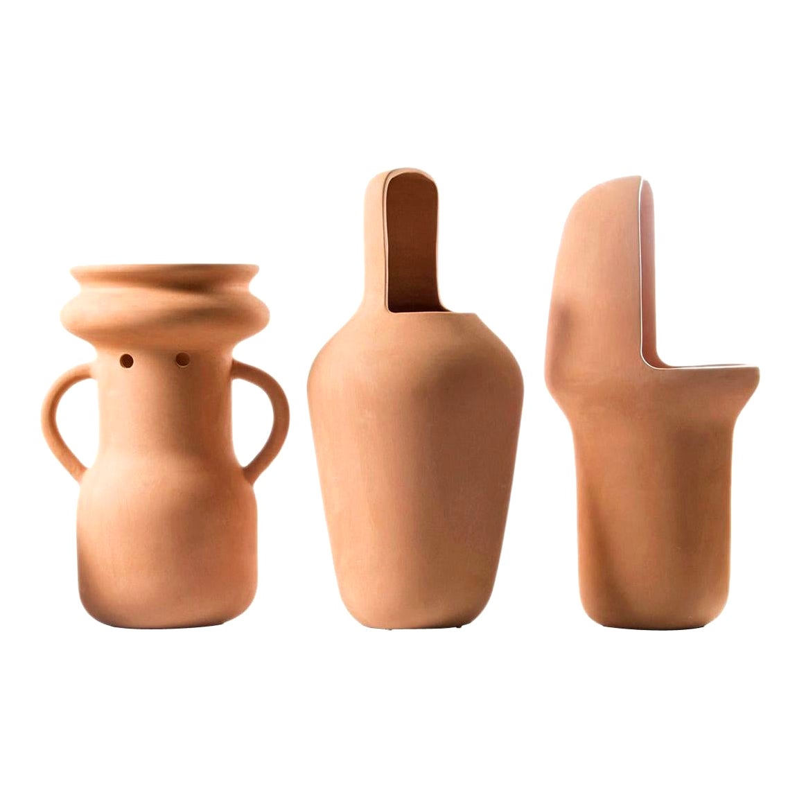 Jaime Hayon Contemporary Terracotta Set of Gardenias Big Vases For Sale