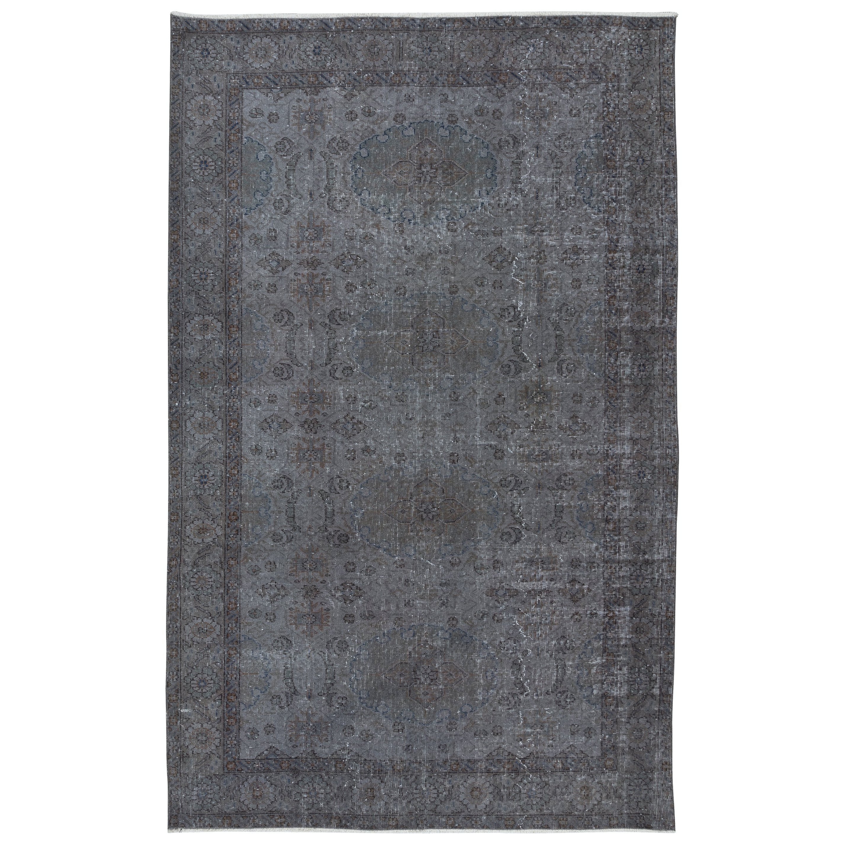 5.6x8.7 Ft Traditional Handmade Rug in Iron Gray Color, Modern Home Decor Carpet
