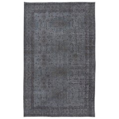 Vintage 5.6x8.7 Ft Traditional Handmade Rug in Iron Gray Color, Modern Home Decor Carpet