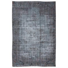 Handgefertigter türkischer Teppich in Grau im Used-Look 5,5x8.2 Ft, ideal für moderne Inneneinrichtung
