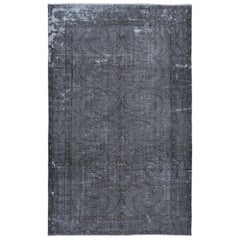 Handgefertigter Shabby Chic Teppich 6,5x10 Ft Grau, niedriger Florteppich aus Isparta, Türkei