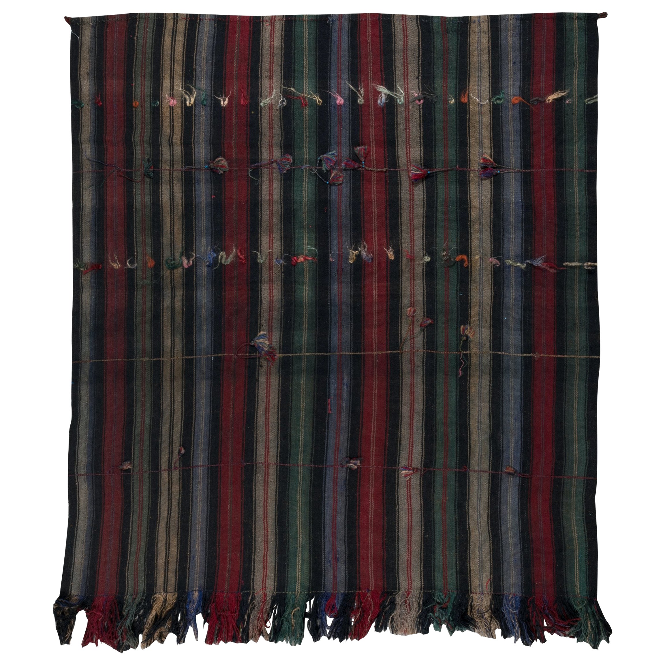 5.6x6.2 Ft Hand-Woven Striped Kilim, Vintage Flat-Weave Anatolian Rug