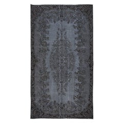 5.4x9.6 Ft Grauer handgefertigter türkischer Teppich mit Medaillon, ideal für moderne Innenräume