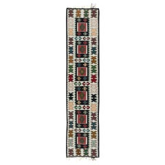 Vintage 2.2x9.5 Ft Flatweave Colorful Narrow Runner Kilim, HandWoven Turkish Hallway Rug