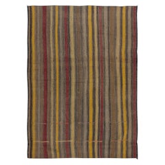 4x5.5 Ft farbenfroher handgewebter anatolischer Kelim, Flachgewebe Vintage-Teppich, alle Wolle