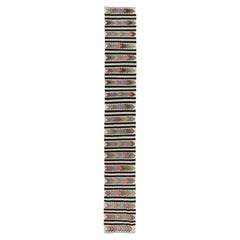 Vintage 2.2x15 Ft FlatWeave Narrow & Long Runner Kilim, Handmade Striped Rug for Hallway
