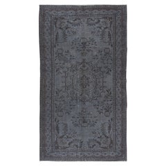 Vintage 5.2x8.8 Ft Contemporary Handmade Turkish Wool Area Rug in Grey & Brown Tones