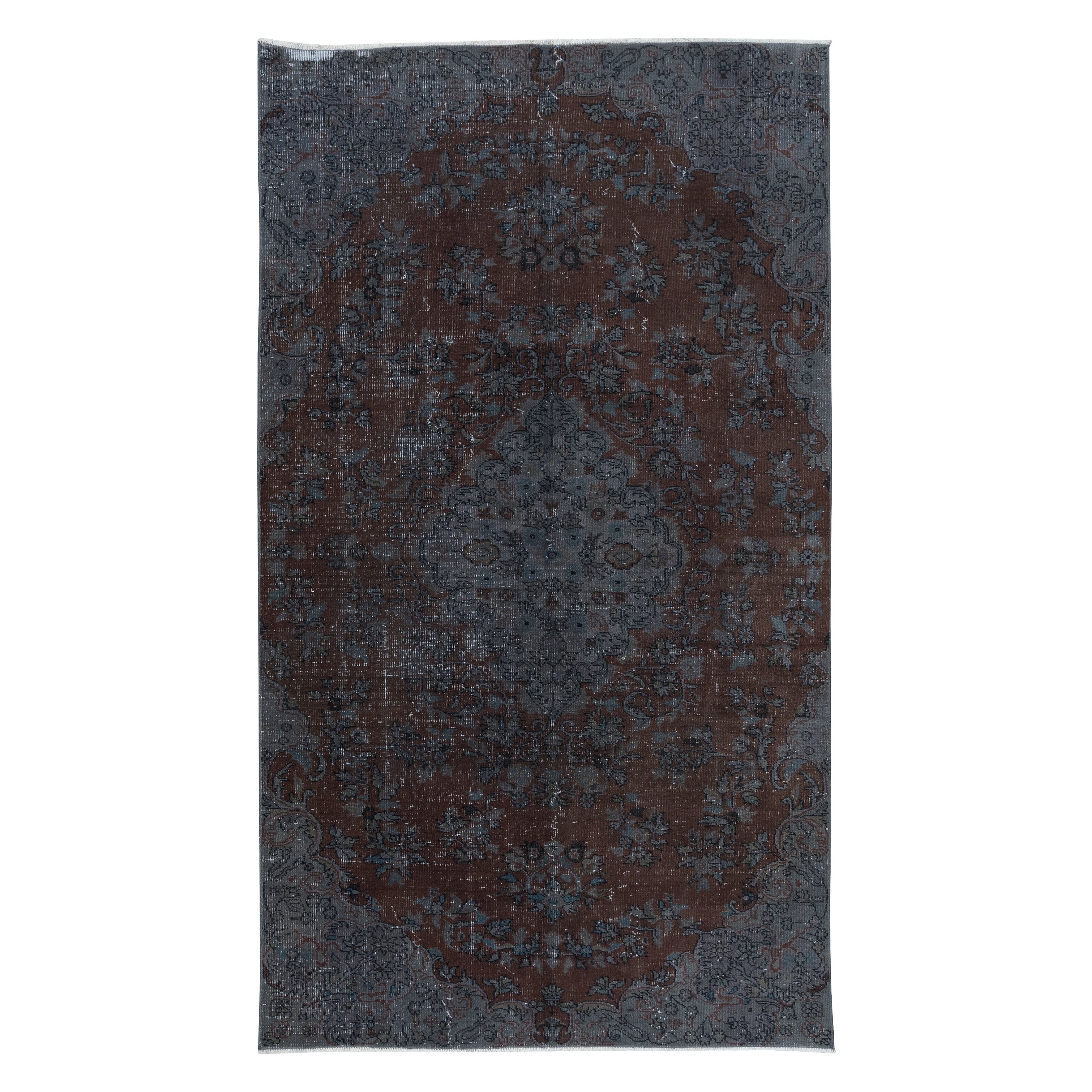 5x8.5 Ft Modern Handmade Turkish Rug in Gray & Brown for Living Room & Bedroom