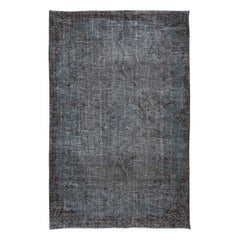 6x9.4 Ft Modern Handmade Turkish Area Rug in Pure Gray, Brown and Bluish Gray