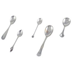 Danish silversmiths, including Heimbürger and others. Set of five spoons