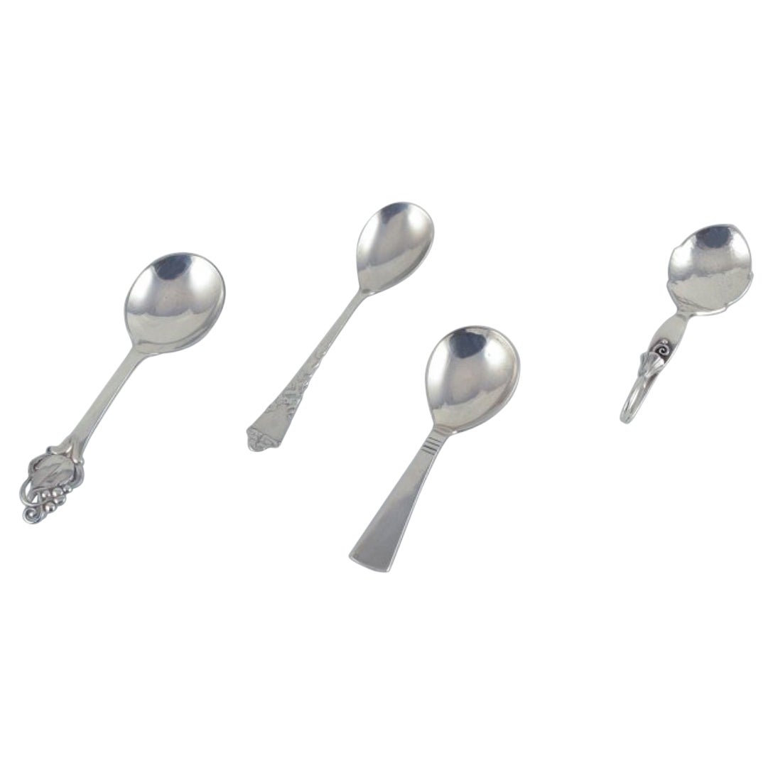 Danish silversmiths, Cohr, Heimbürger, and others. Set of four jam spoons. For Sale